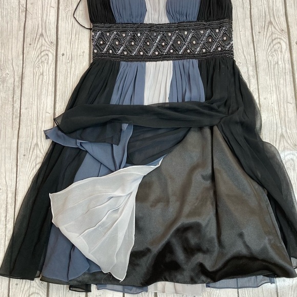 Oleg Cassini Color Block Silk Cocktail Dress - Picture 6 of 16